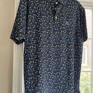 Men's Rhoback Polo Shirt - Blue with Liquor items- medium